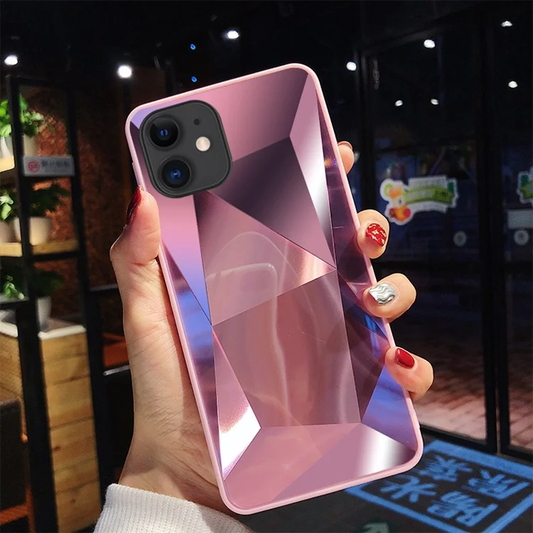 

Fashion 3D Diamond Texture Mirror Phone Case for iPhone 7 8 Plus XR XS 12 Shockproof Cell Phone Case for iPhone 11 Pro Max Case, 8 color for option
