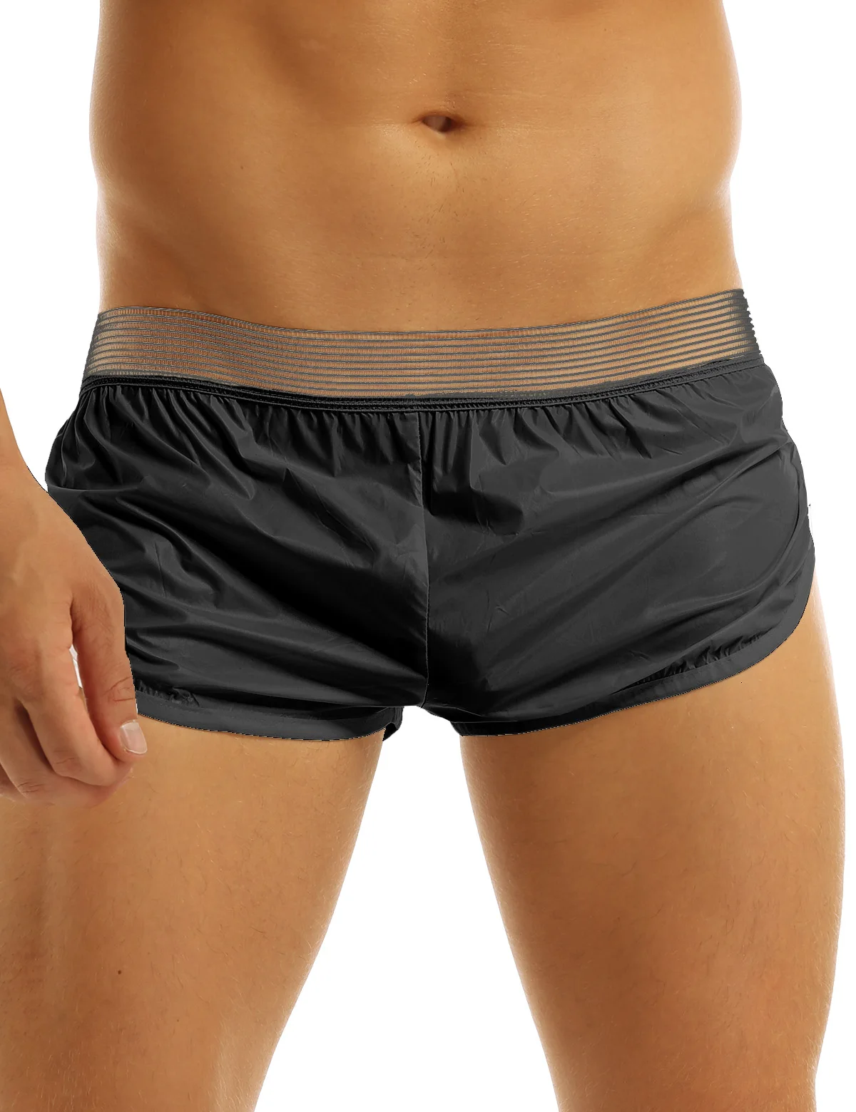 

Mens Shorts Fashion Swim Shorts Lightweight Faux Leather Boxer Briefs Trunk Wet Look Lounge Sports Short Pants Men Gym Short