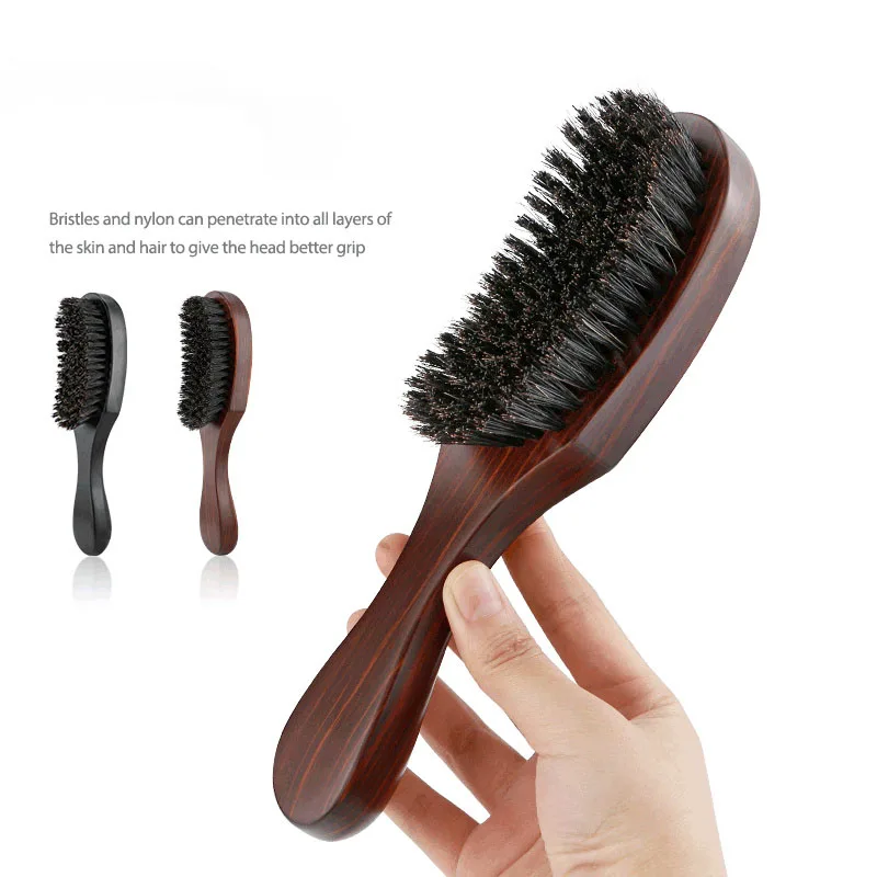 

Hair Brush Manufacturing Private Label Mix Soft Nylon Boar Bristles Wood Handle Massage Clean Anti-Static Beard Brush For Men