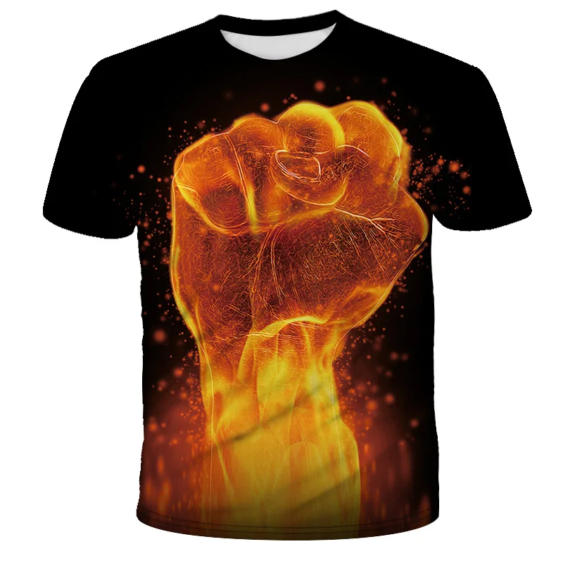 

Flame Fist print sublimation T-shirt short sleeve hoodie