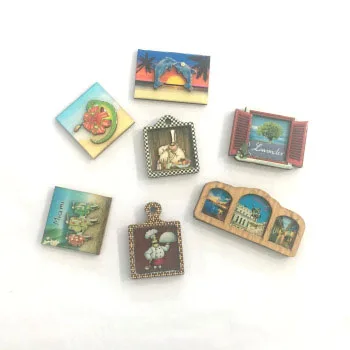 

New Design Customized Irregular Souvenir Double-Layer 3D Wood Epoxy Fridge Magnet