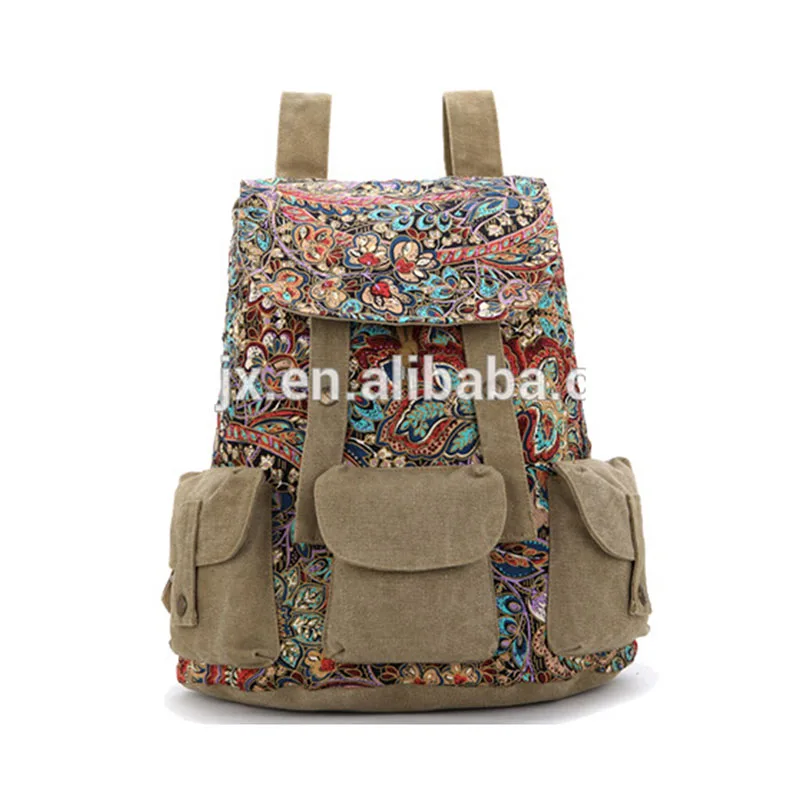 

Hot sell Korean style canvas drawstring backpack school bag leisure students bag