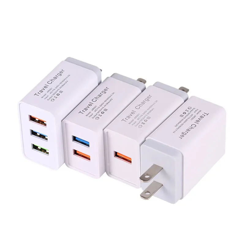 

Faman Single Dual 3 USB Phone Charger 5V 2.4A 5.1A 6A Travel USB Wall Charger for Mobile Phone, Black white