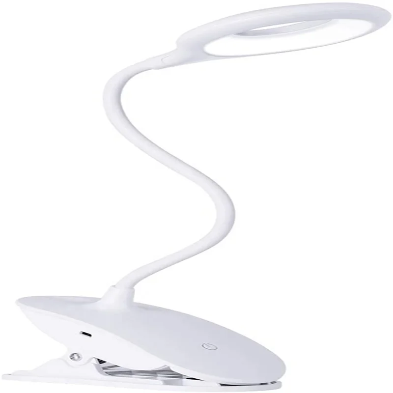 Super bright LED Clip on Lamp Lights Rechargeable with 3W 3-Level Adjustable Lightness Flexible 360 USB Desk Lamp