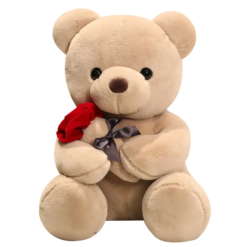 

Wholesale valentines teddy bears rose flower soft teddy bear stuffed animal holding red flower