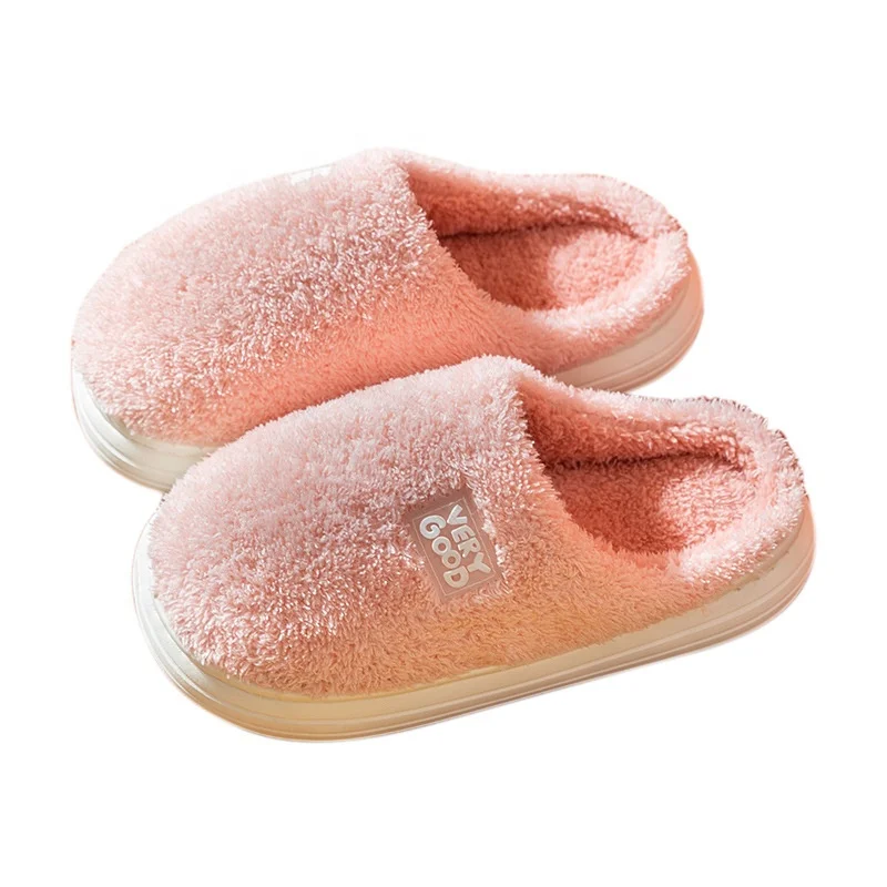 

Plush cotton slippers 2021 new autumn winter household Japanese solid color wear-resistant warm indoor mens women floor slippers, As picture