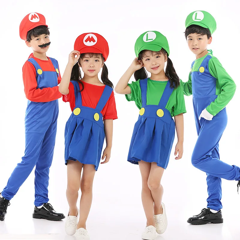 

2020 Halloween super mario bros cosplay costume Luigi dress Cartoon Mario Christmas Costume Cosplay for kids and adults Party
