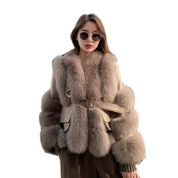 2021 Hot Selling Winter Thick Warm Fur Jacket Women Real Leather Fox Fur Coat