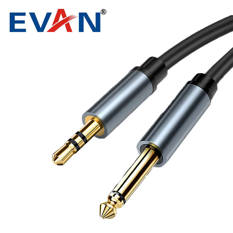 

To 6.5mm Metal Audio Jack Cable AUX AUDIO Stereo Customizable Cable Hot Sale 3.5mm Pvc + Copper Wire Gold Black CE Rohs,ce 6.0mm