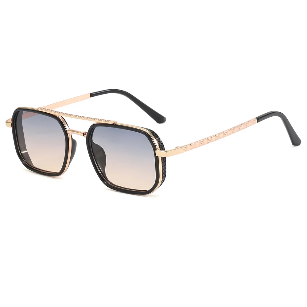 

Superhot Eyewear 53208 Fashion 2024 Metal Frame Steampunk Gradient Double Bridge Pilot Shades Sunglasses