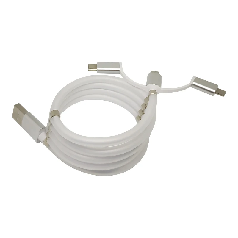 

Shenzhen Wholesale Soft Hot Sales TPE Usb Cable with Magnet Beads Storage Magic Rope 3 in 1 Magnetic Data Cable, Black/white