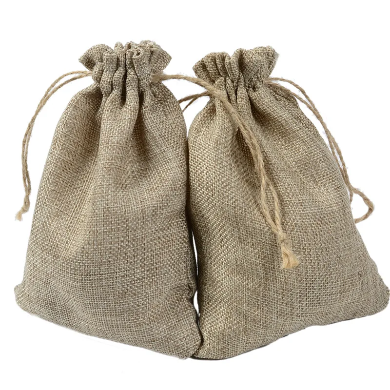 

Reusable Jute Drawstring Bags For candy jewelry Coffee Beans plant Potato rice wedding favor Packing hessian Burlap Gift Bags