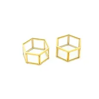 

wedding decoration glass brass curio display case ring box glass hexagon