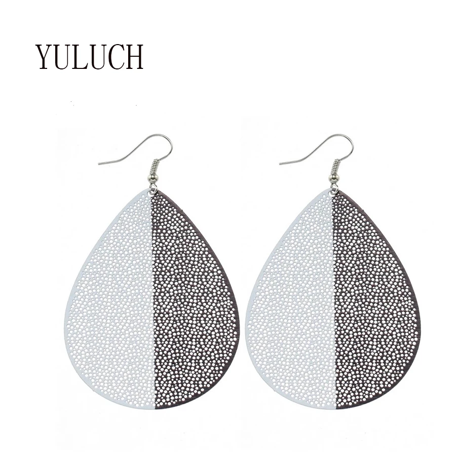 

fashion personality design water drop shape earrings black white alloy pendant earrings charm for girl, Picture shows