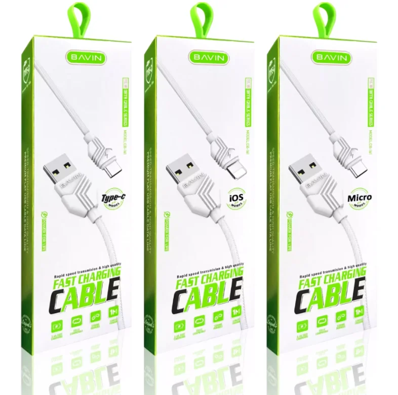 

BAVIN Custom Wholesale Price Micro USB Type C 2.4A Fast Charging Data Cable 1 Meter Data Cable for Android Apple Iphone CB161