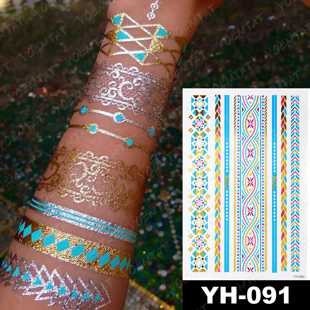 

Newest Premium Glod Glitter metallic temporary tattoo sticker, Cmyk