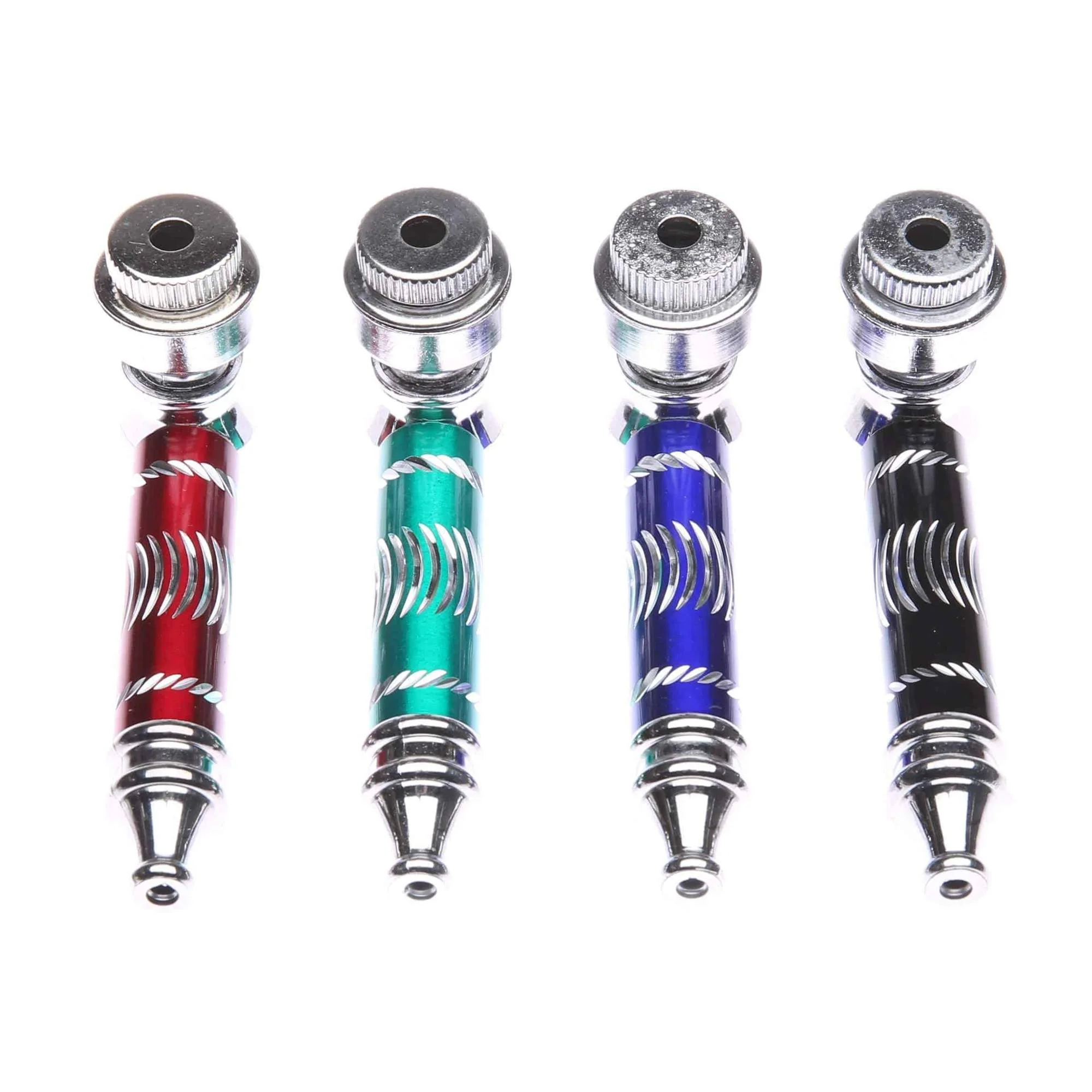 

SHINY Corrugated Metal Pipe Hot Sale Metal Weed Pipe Fast Shipping Novel Design, Black,green,blue and red