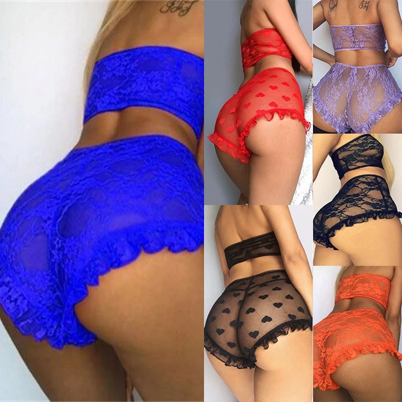 

2021 Sexy Valentine Day Lingerie Lace Sexy Underwear 2 Two Piece Pajamas Women Set Plus Size Women Lingerie