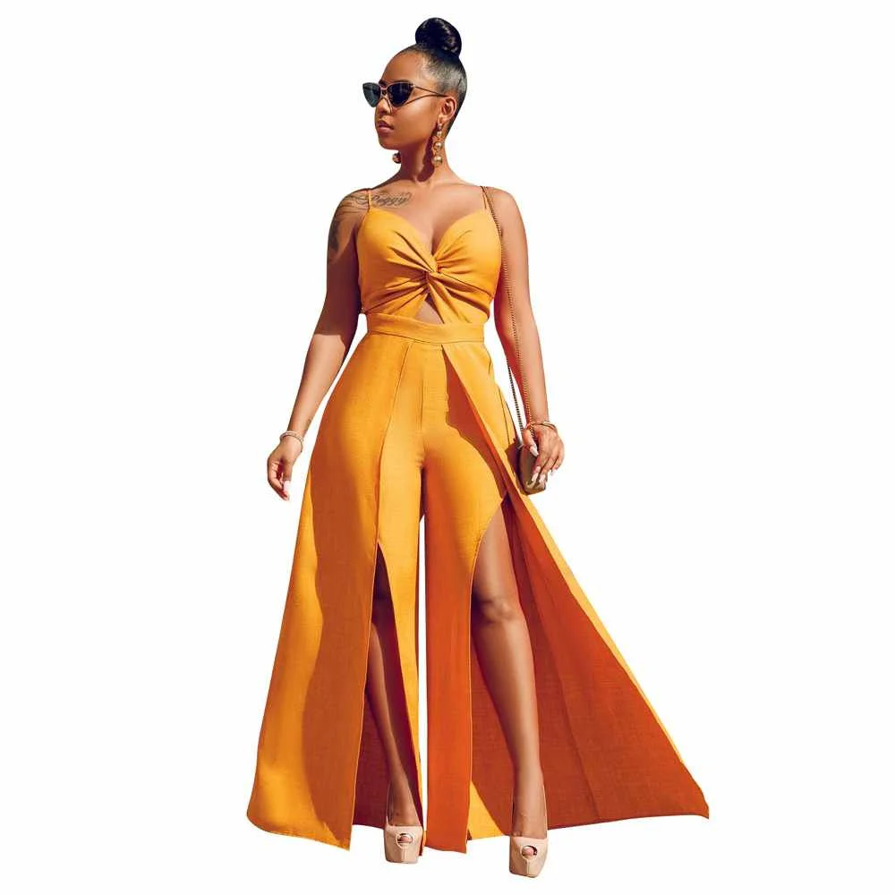 

Hot sell fashion bandage waist strapless off the shoulder high slit trousers rompers womens jumpsuit