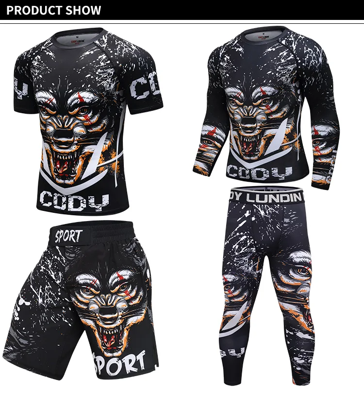 Cody Lundin Mma Clothes Men Bjj Rash Guard Set Pants Mma Shorts ...
