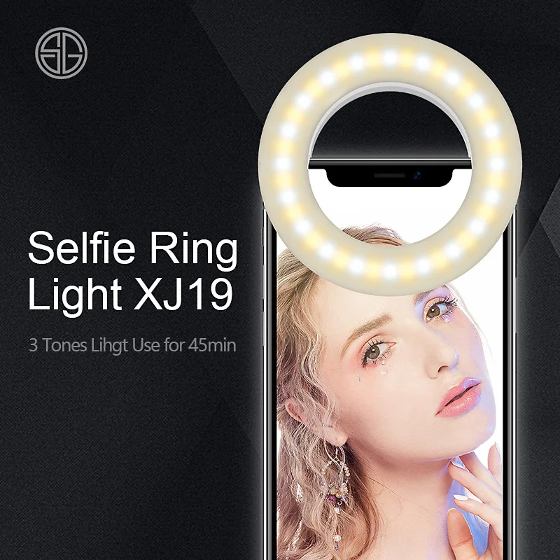 

USA Free Shipping USB Rechargeable Photographcy LED Ring Light Makeup Light Live Broadcast Cell Phone Selfie Ring Light, White, black, pink