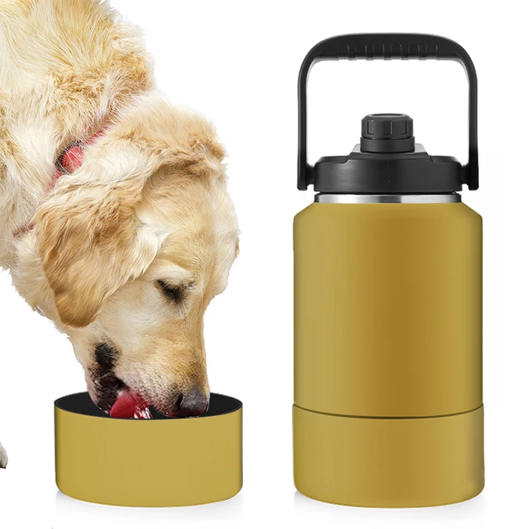 

Amazon 64/128oz Double Wall SS304 stainless steel Bottle stock with bag dog water bottle pet dog bowl bottle customize color, Customized color