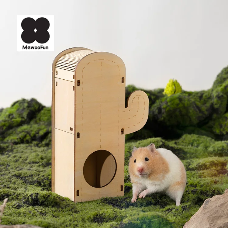 

MewooFun Double Layer Small Animals Hamster Accessories Wood Hamster House Hideout