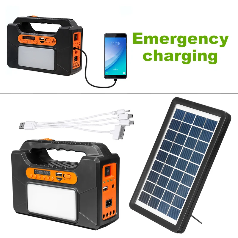 

Portable mini solar system Wireless Solar Power Bluetooths MP3 Speaker with FM Radio and lighting system, Black