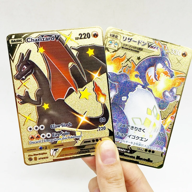 

Fast Shipping Charizard Vmax V Metal Playing Card 1999 Custom Pokemon Karten gx Trading Card Game