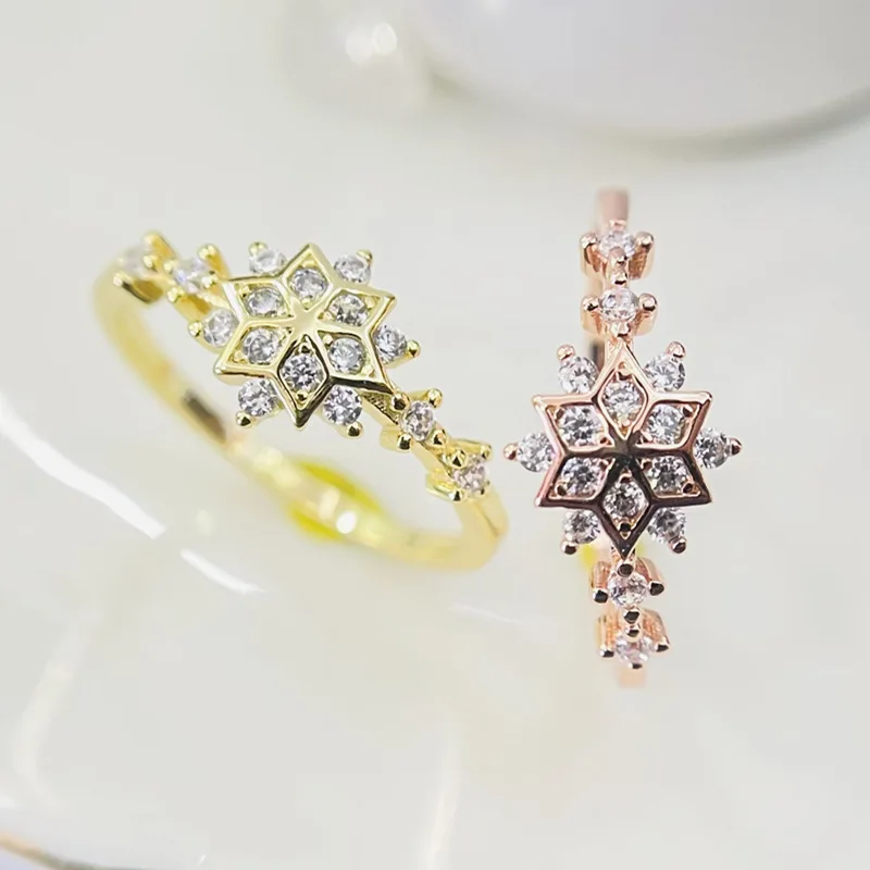 

Rose gold star plate female ring gold color zircon lucky small diamond simple fashion ring