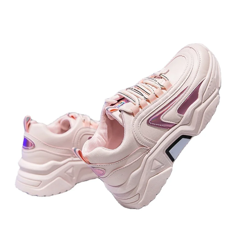 

Early spring new Korean style color matching fashion mesh platform women's sneakers shoes, Black