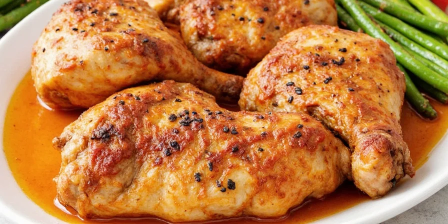 Harissa and dark chocolate rubbed chicken on a baking sheet