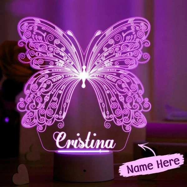 

Personalized 3D Butterfly Lamp Custom Children's Acrylic Led Name Night Lights For Kids Bedroom Decor