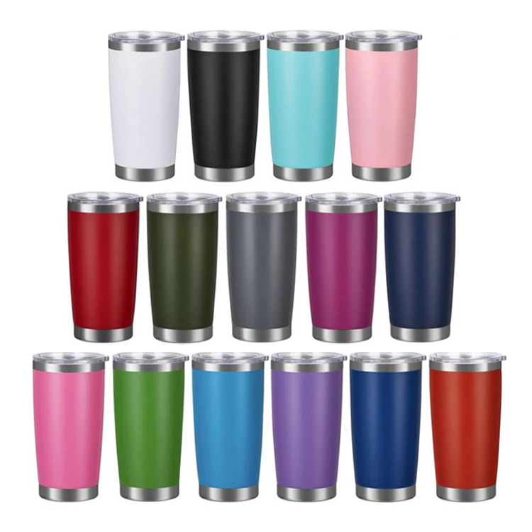 

Powder Coated Tumbler with Lid Colorful Stainless Steel Double Wall Car Travel Tumbler