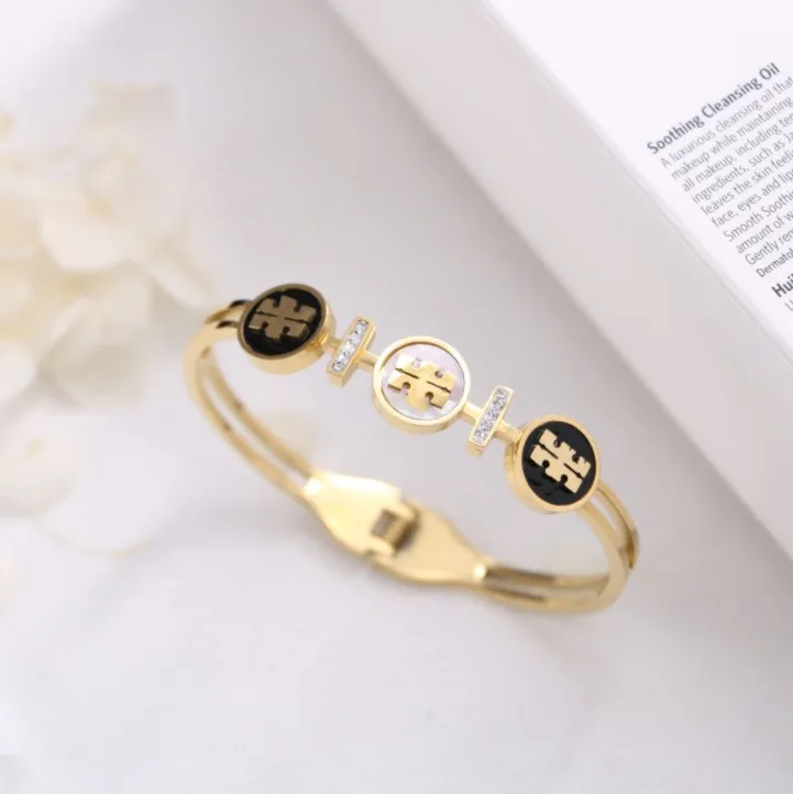 

Famous branded inspired designer bangle TB bracelet necklace earrings stainless steel bangle for women gold plated jewelry