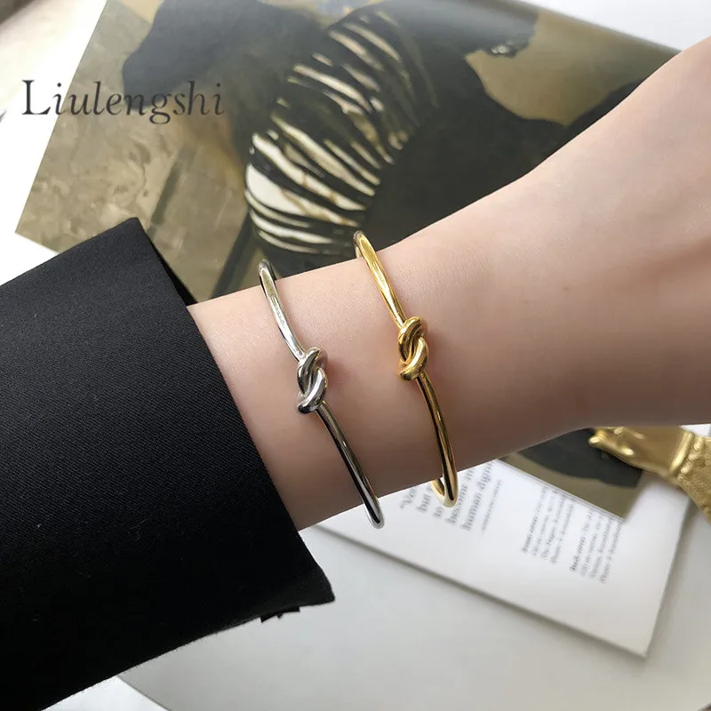 

Women Love Minimalist Jewelry Stainless Steel Tie Knot Cuff Bangle Bracelet
