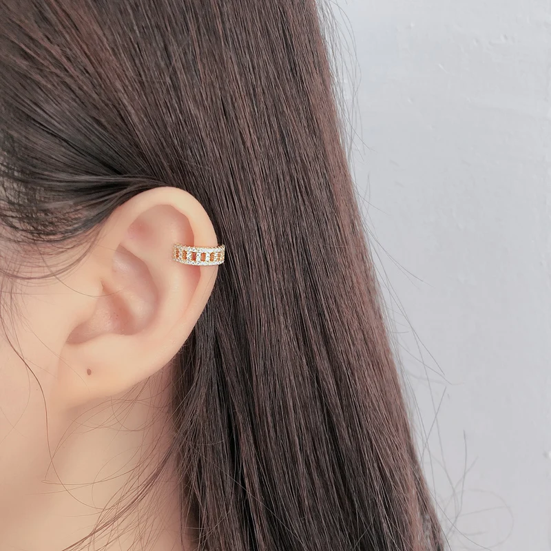 

RINNTIN CL01 1pcs 925 Sterling Silver Ear Cuff Non Piercing Clip on Cartilage Earrings for Men Women