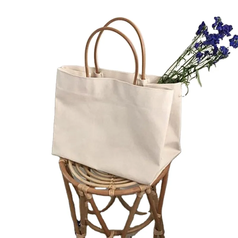 

Eco Fashion Large Capacity Reusable Tote Casual Folding Girls Canvas Shopping Bag With Pu Leather Handle, 2 colors