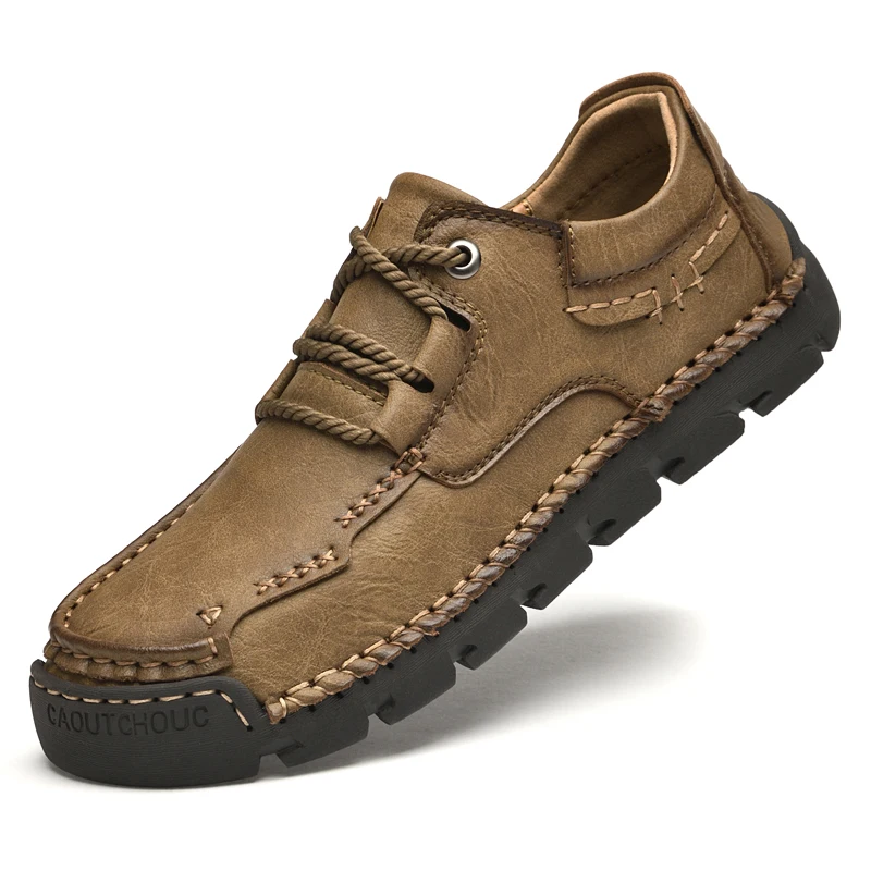 Accept OEM Service Custom LOGO Large Size Low Top Hand Made Leather Casual Shoes for Men