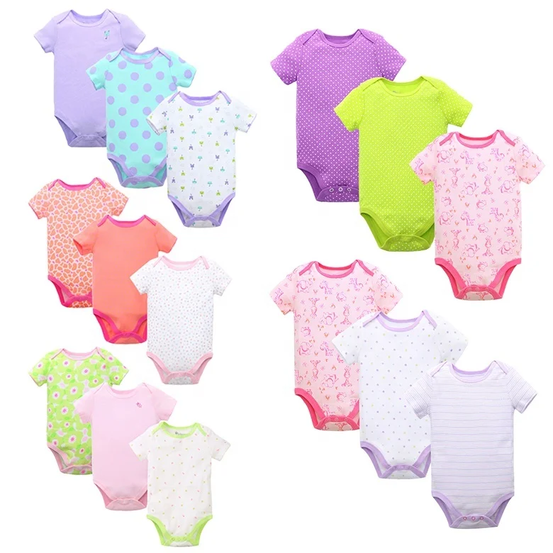 

FITBEAR 100% Cotton Babies Baby Clothes Bodysuit Print Cute Cheap Baby Romper Short Sleeve Gift Set OEM Bodysuits Wholesale, As the picture