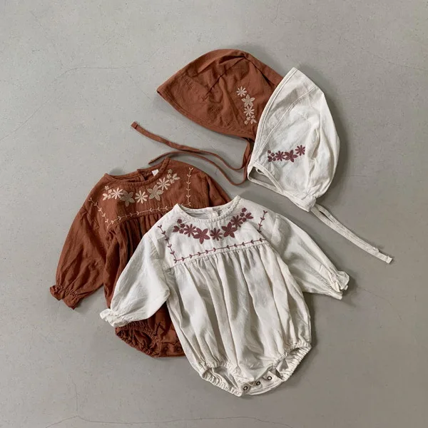 

137AQ3009 summer newborn baby girls' rompers kids jumpsuit EMBROIDERY children clothes wholesale boutiques
