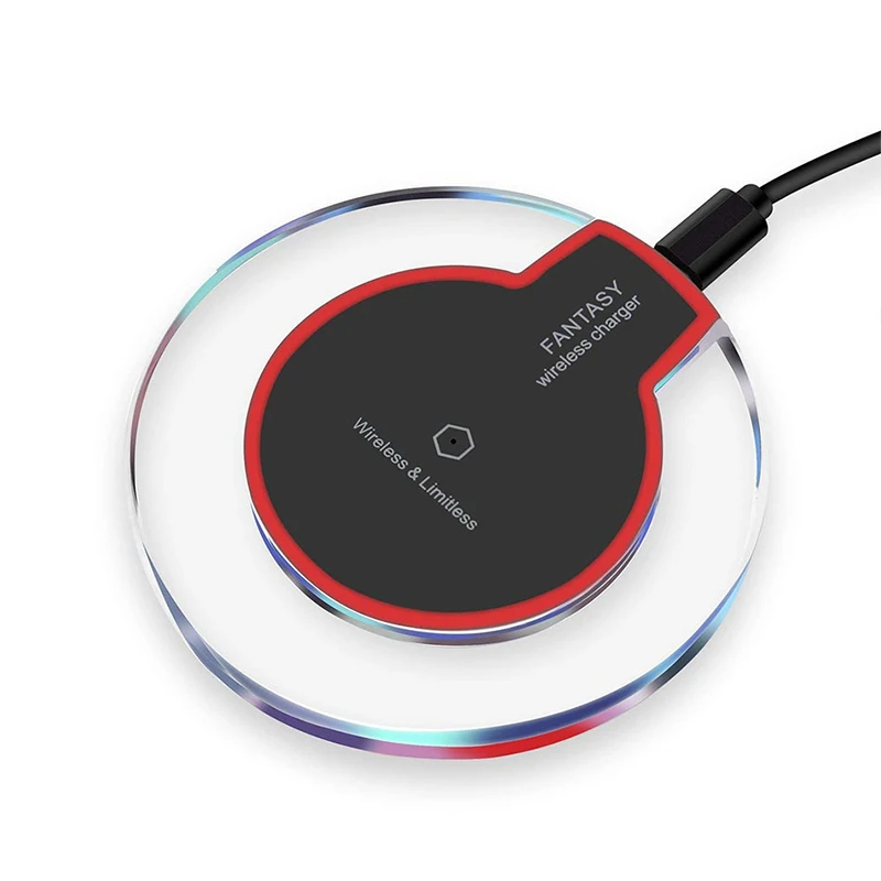 

Hot Selling QI Crystal Fast Charger Charging Pad Wireless K9 Wireless Charger Pad For Mobile Phone, Black white