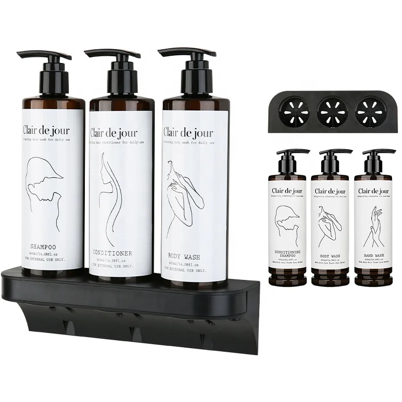 

Magnetic Eco PET Bottle Airless Manual Pump Wall Mount 3 Chambers Shower Shampoo Liquid Soap Dispenser