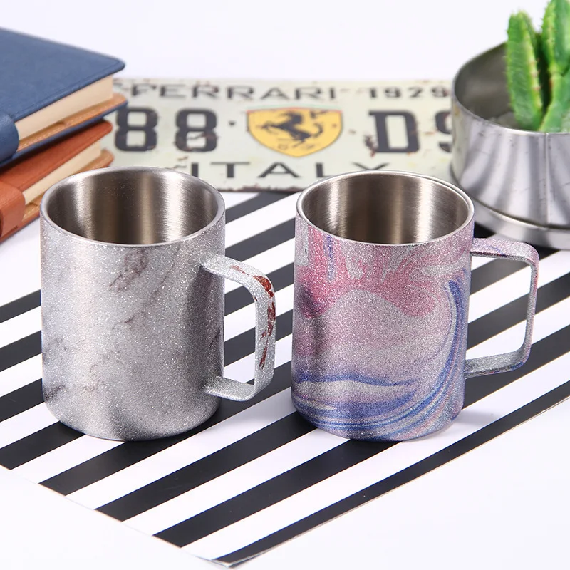 

American Stainless Steel Coffee Mugs Spray paint Milk Tea Cups With Handle