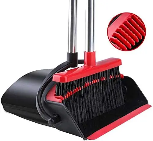 

Broom and Dustpan wholesale Dust pan Broom Set with Upgrade Combo and Sturdiest Extendable Long Handle, Red/black set