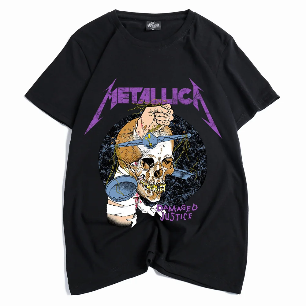 

Jiyun 3D Print Black Fashion Skull Metal Rock Band T shirt Men Cotton Sweat proof Anti Sweat T shirt
