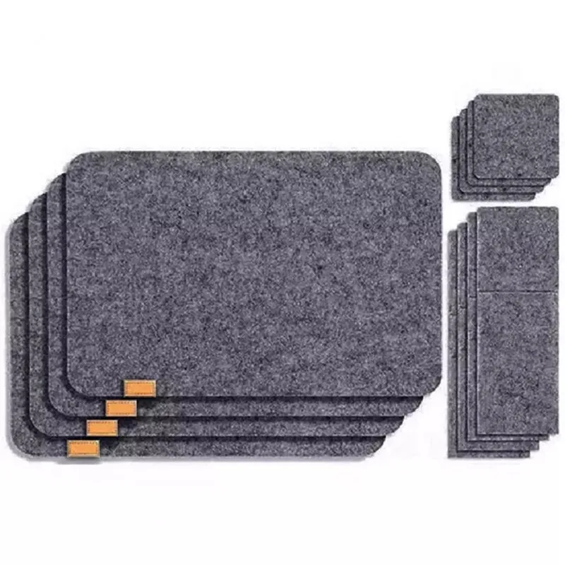 

6pcs Washable Felt Placemats Table Mats Glass Knife Fork Coasters Cutlery Bags Set Insulation Pads Absorbent Non-slip Mat