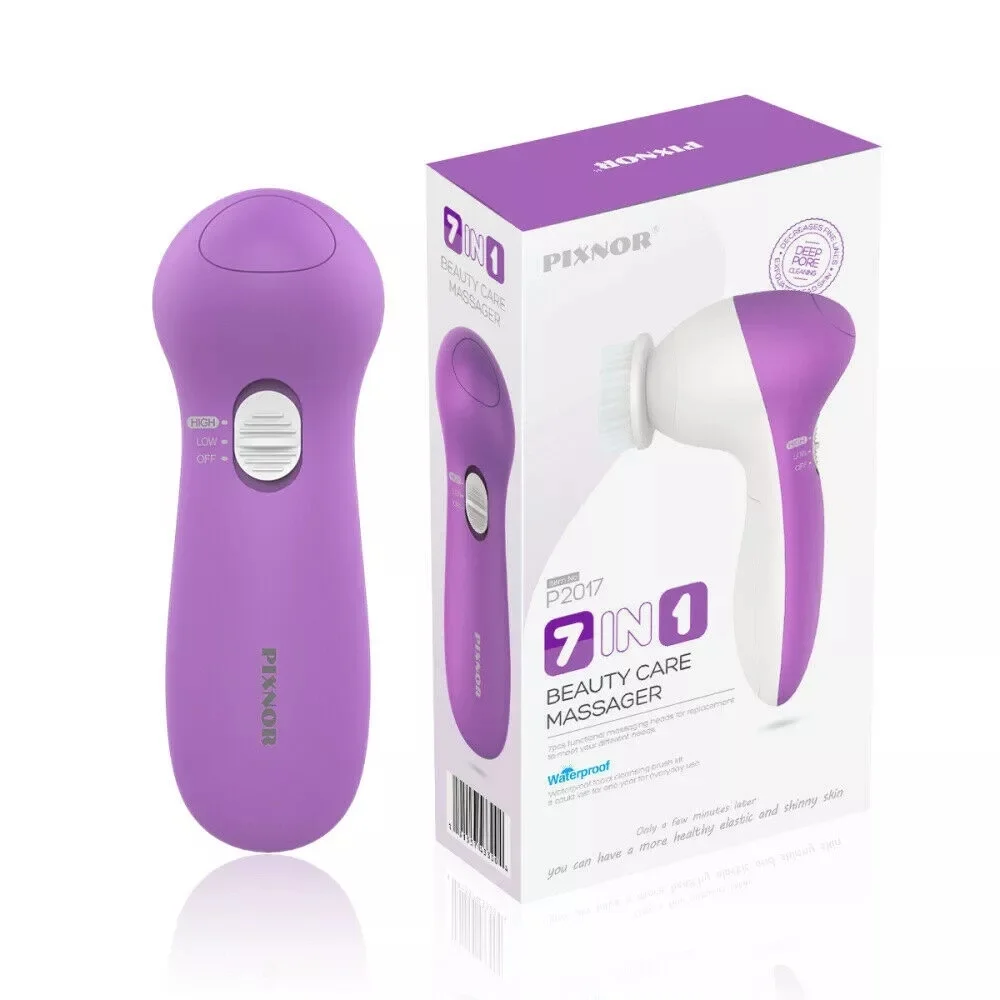 

logo branded facial cleaning brush rotary brush professional facial machine with 5 rotating head 2021 latest machine, Purple