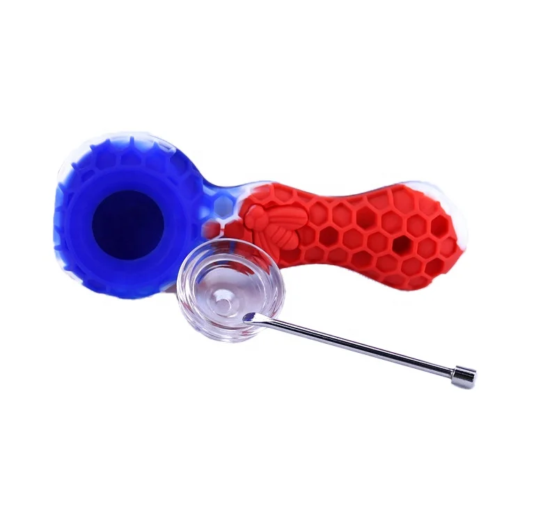 

Custom printed tobacco smoking weed honeybee patterns pipes silicone pipe honeycomb, Red , black, green,purple,blue