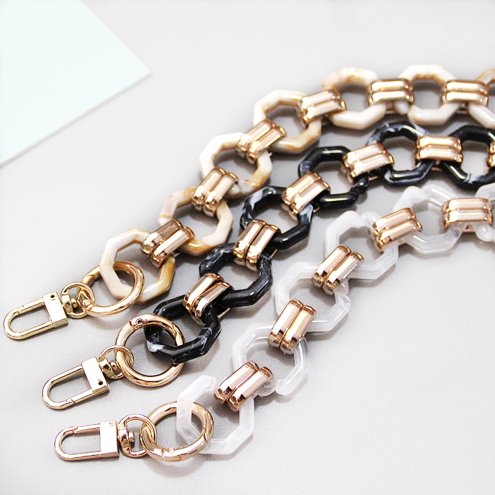 

Meetee B-C075 Fashion Geometric Resin Chain Strap Acrylic Bag Shoulder Chains With Gold Alloy Buckles Ladies Handbag Handles, Colorful